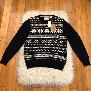 Original Weatherproof Vintage Fair Isle Aztec Black & White Unisex Sweater M